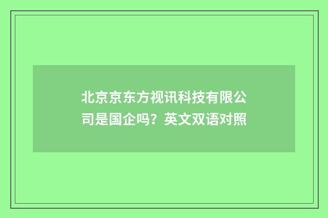 北京京东方视讯科技有限公司是国企吗？英文双语对照