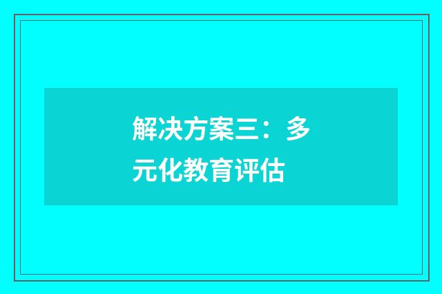 解决方案三:多元化教育评估