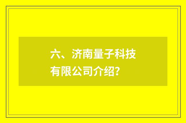 六、济南量子科技有限公司介绍？