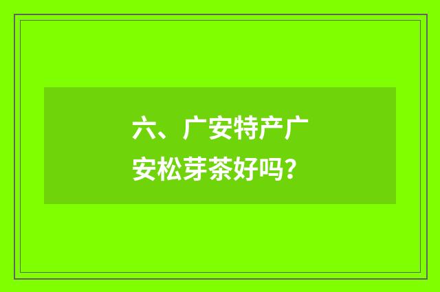 六、广安特产广安松芽茶好吗?