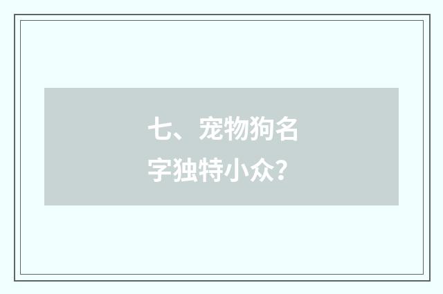 七、宠物狗名字独特小众?