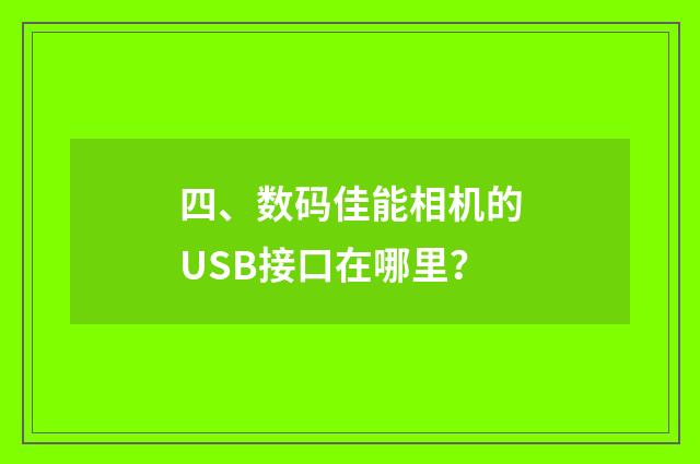 四、数码佳能相机的USB接口在哪里?