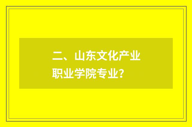 二、山东文化产业职业学院专业?