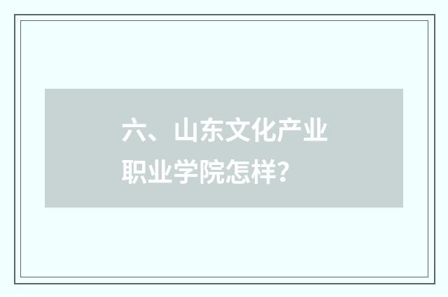 六、山东文化产业职业学院怎样？