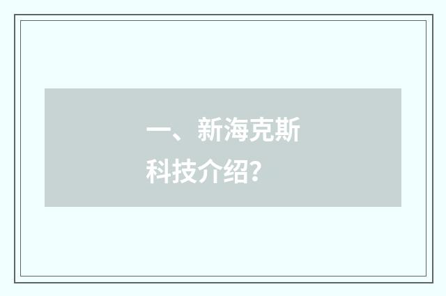一、新海克斯科技介绍?