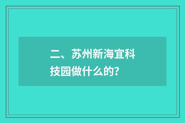 二、苏州新海宜科技园做什么的?