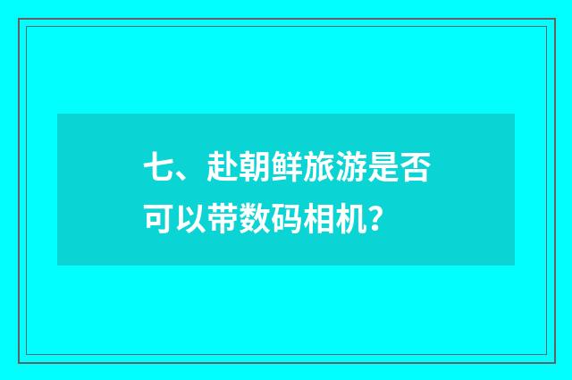 七、赴朝鲜旅游是否可以带数码相机?