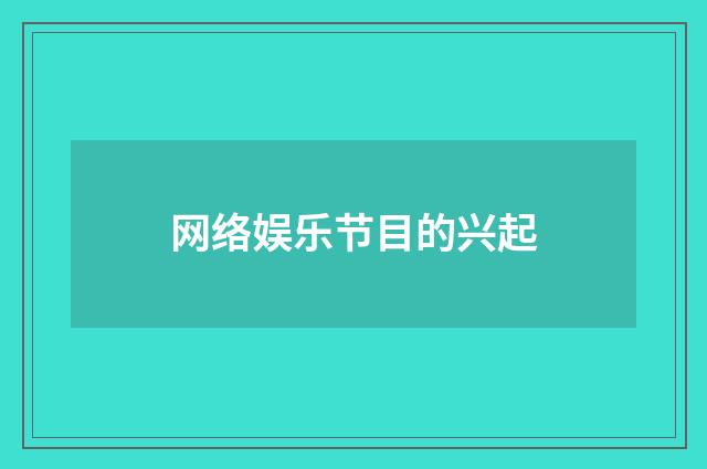 网络娱乐节目的兴起
