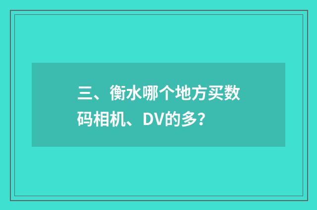 三、衡水哪个地方买数码相机、DV的多?
