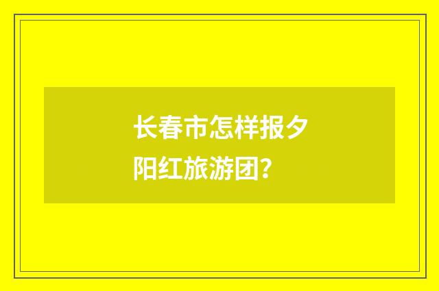 长春市怎样报夕阳红旅游团？