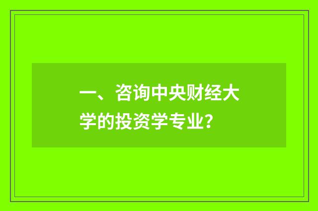 一、咨询中央财经大学的投资学专业？