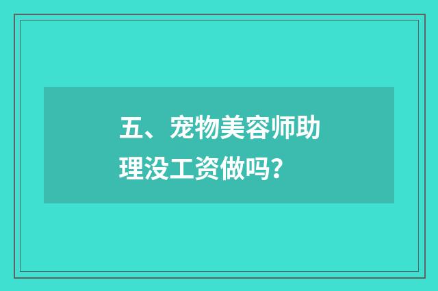 五、宠物美容师助理没工资做吗？