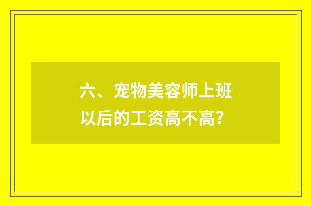 六、宠物美容师上班以后的工资高不高？