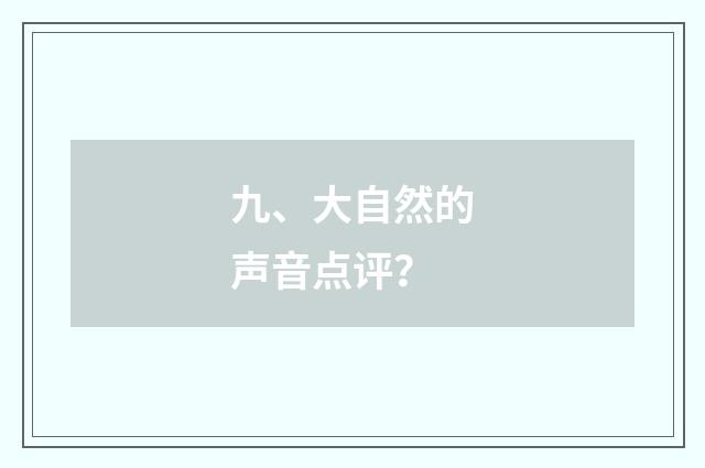 九、大自然的声音点评?
