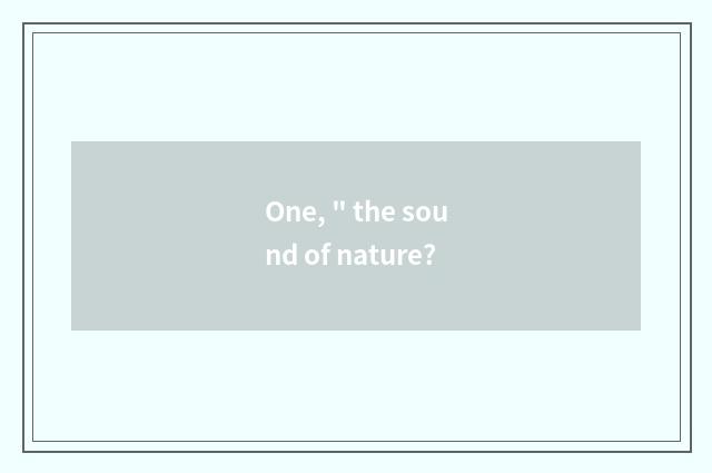 One, 