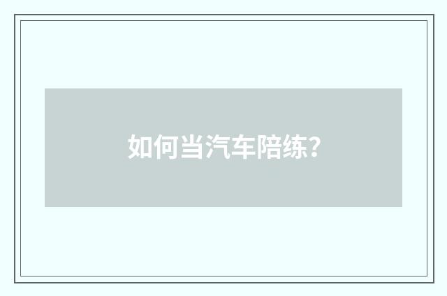 如何当汽车陪练?