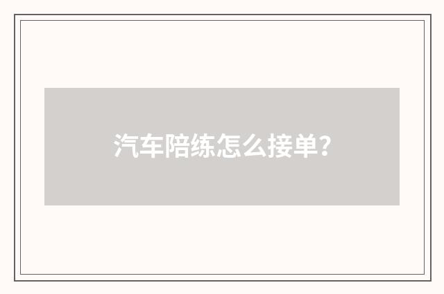 汽车陪练怎么接单?
