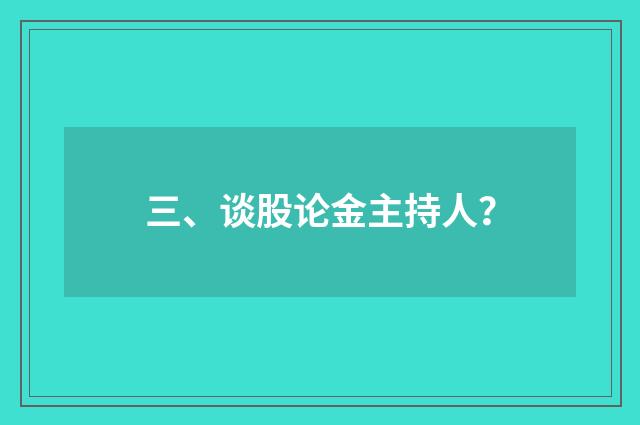 三、谈股论金主持人？
