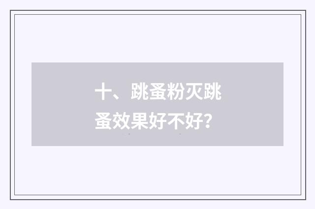 十、跳蚤粉灭跳蚤效果好不好?