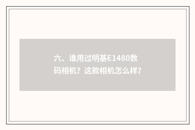 六、谁用过明基E1480数码相机?这款相机怎么样?