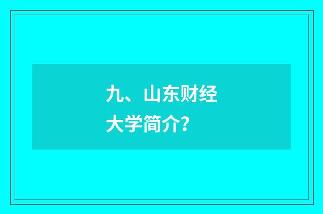 九、山东财经大学简介？