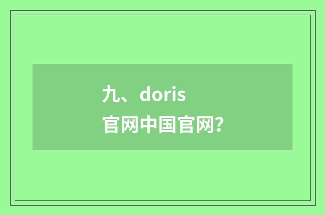 九、doris官网中国官网?
