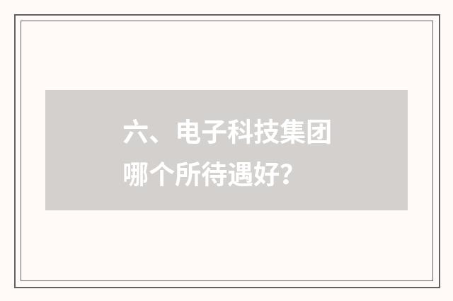 六、电子科技集团哪个所待遇好?