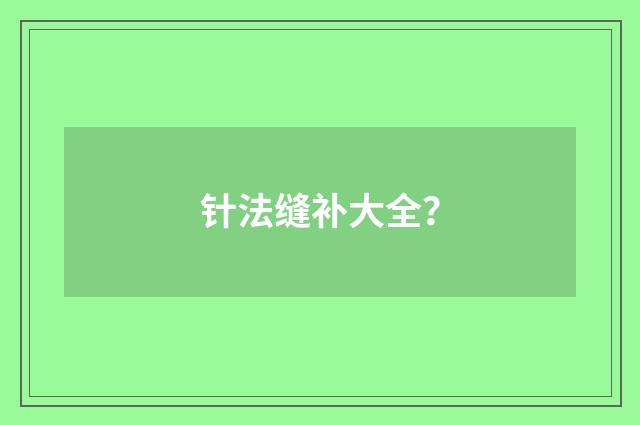 针法缝补大全?