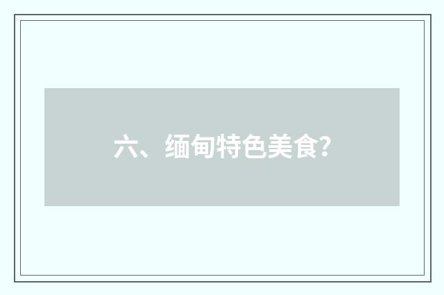 六、缅甸特色美食？