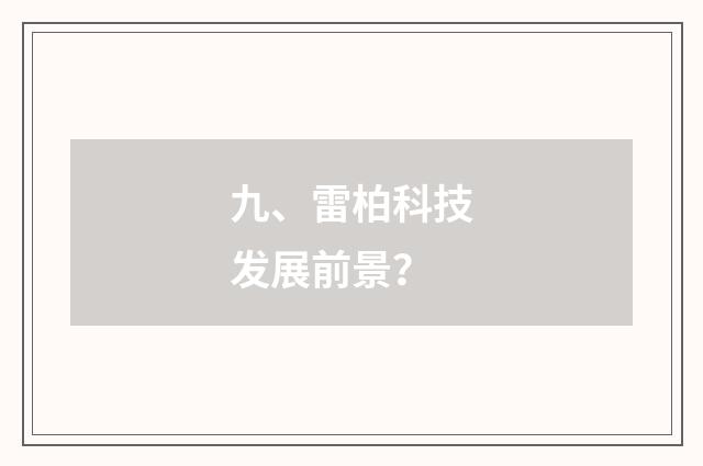 九、雷柏科技发展前景?