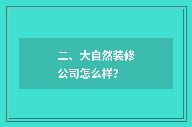 二、大自然装修公司怎么样？