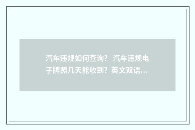 汽车违规如何查询? 汽车违规电子牌照几天能收到?英文双语对照