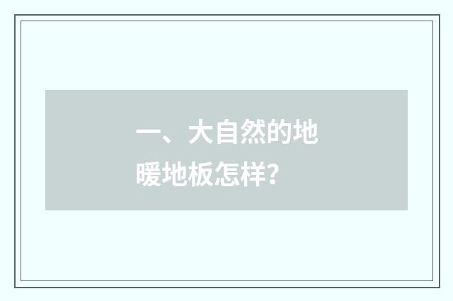 一、大自然的地暖地板怎样？