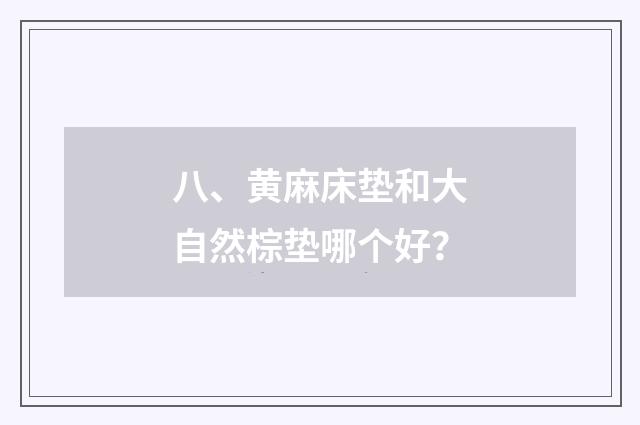 八、黄麻床垫和大自然棕垫哪个好？