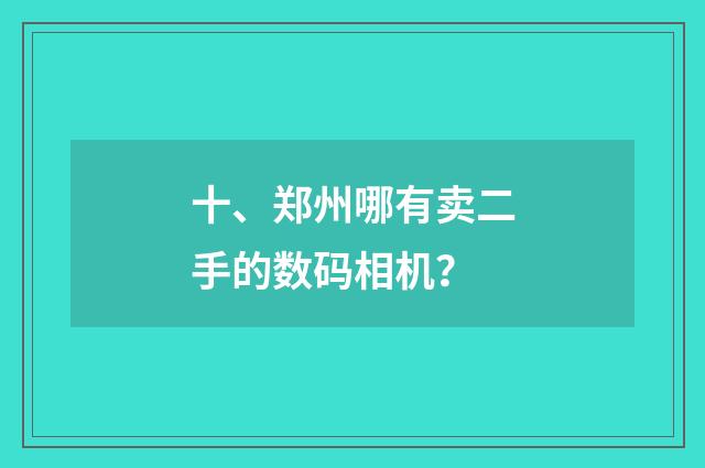 十、郑州哪有卖二手的数码相机?