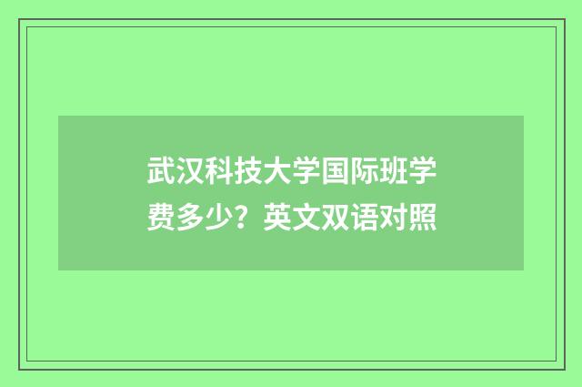 武汉科技大学国际班学费多少?英文双语对照