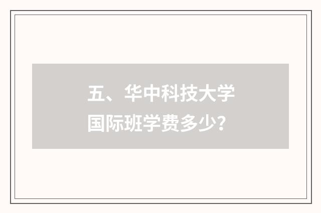 五、华中科技大学国际班学费多少?