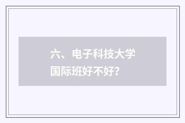 六、电子科技大学国际班好不好？