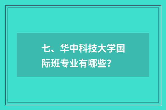 七、华中科技大学国际班专业有哪些？