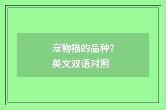 宠物猫的品种?英文双语对照