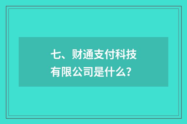 七、财通支付科技有限公司是什么?