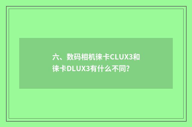 六、数码相机徕卡CLUX3和徕卡DLUX3有什么不同?