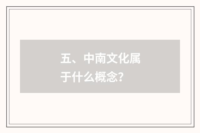 五、中南文化属于什么概念?