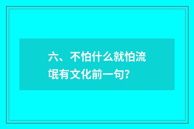 六、不怕什么就怕流氓有文化前一句?