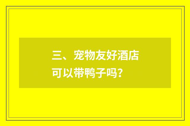 三、宠物友好酒店可以带鸭子吗?