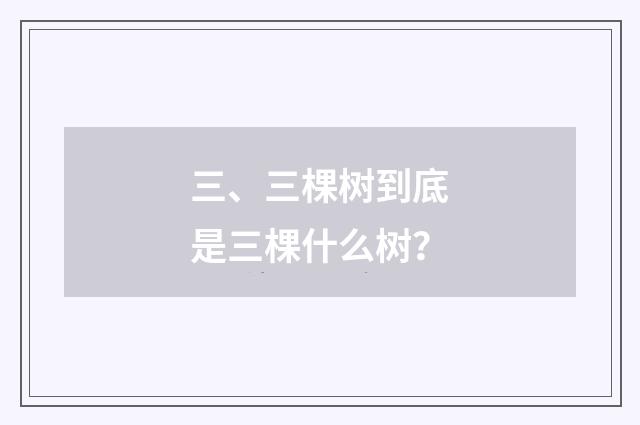 三、三棵树到底是三棵什么树?