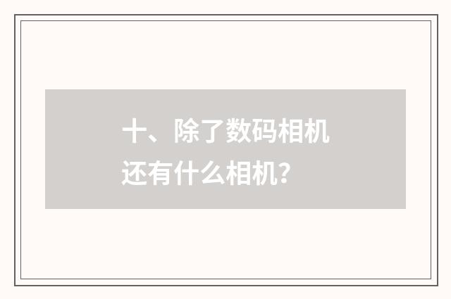十、除了数码相机还有什么相机?