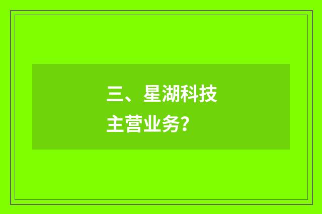 三、星湖科技主营业务?