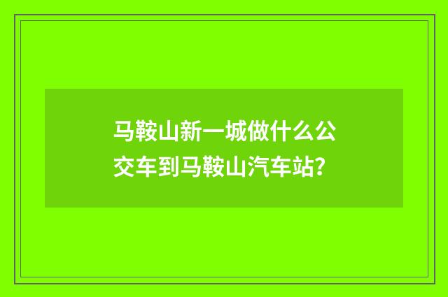马鞍山新一城做什么公交车到马鞍山汽车站?