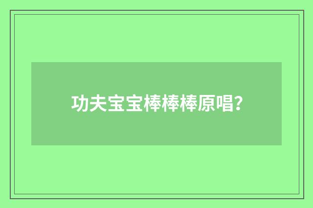 功夫宝宝棒棒棒原唱?